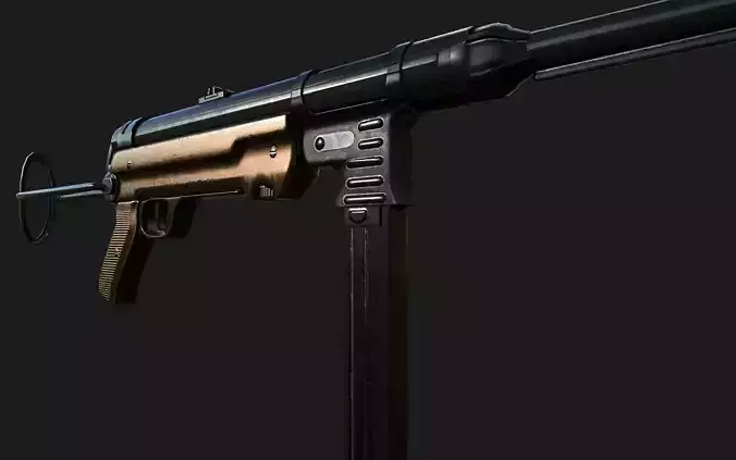 MP-40 machine gun Low-poly 3D model