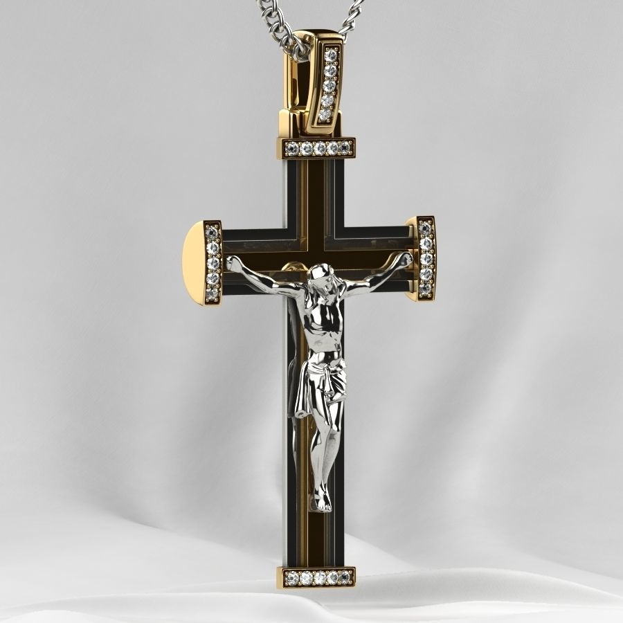 Gold Cross with Jesus 3D print model_15