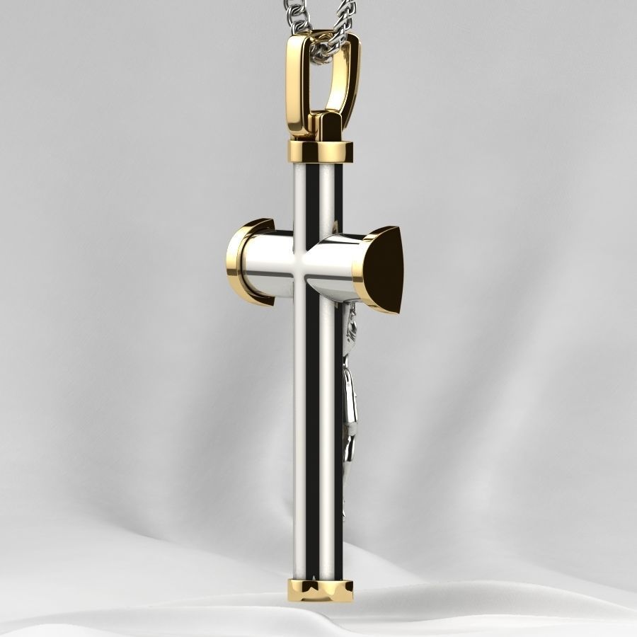 Gold Cross with Jesus 3D print model_20