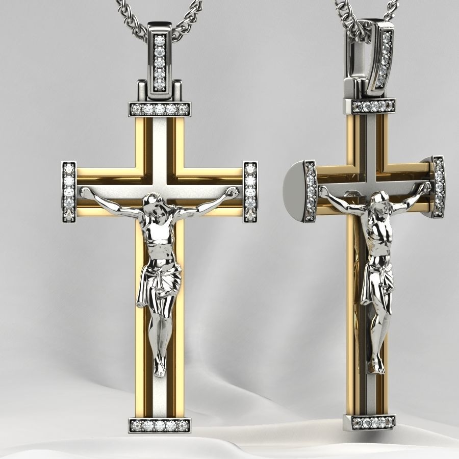 Gold Cross with Jesus 3D print model_11