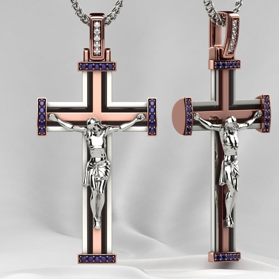 Gold Cross with Jesus 3D print model_7