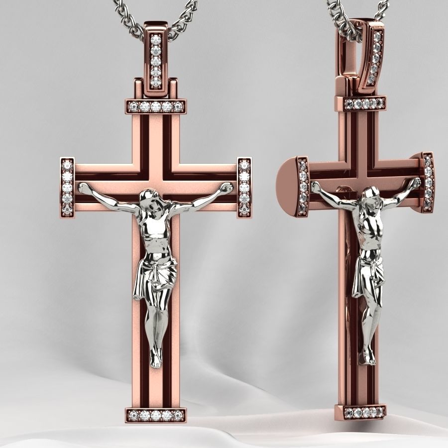 Gold Cross with Jesus 3D print model_8