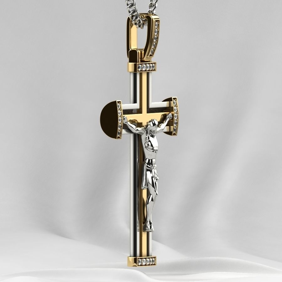 Gold Cross with Jesus 3D print model_17