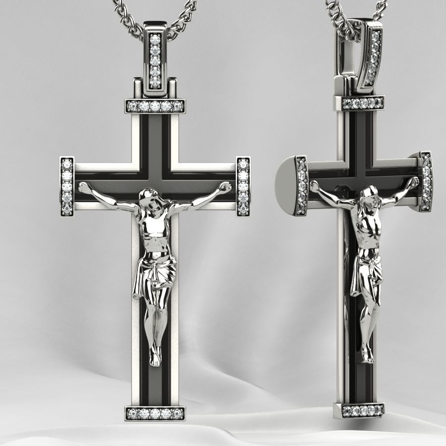 Gold Cross with Jesus 3D print model_10