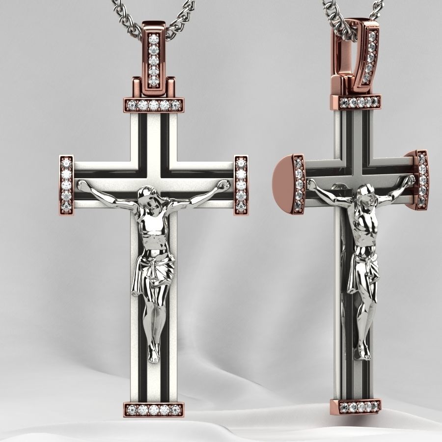 Gold Cross with Jesus 3D print model_6