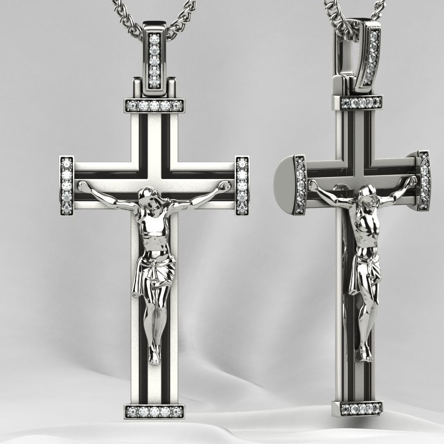 Gold Cross with Jesus 3D print model_9