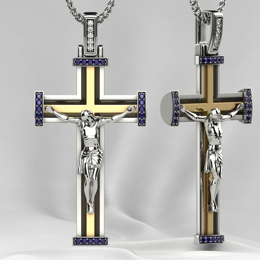 Gold Cross with Jesus 3D print model_12