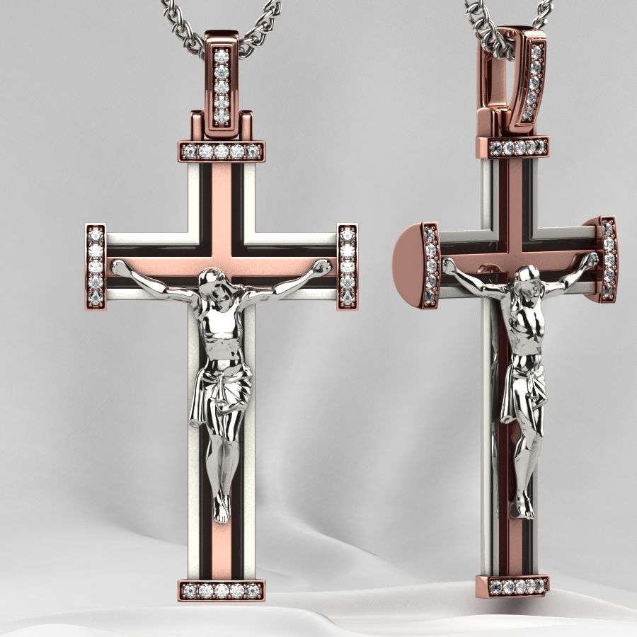 Gold Cross with Jesus 3D print model_5