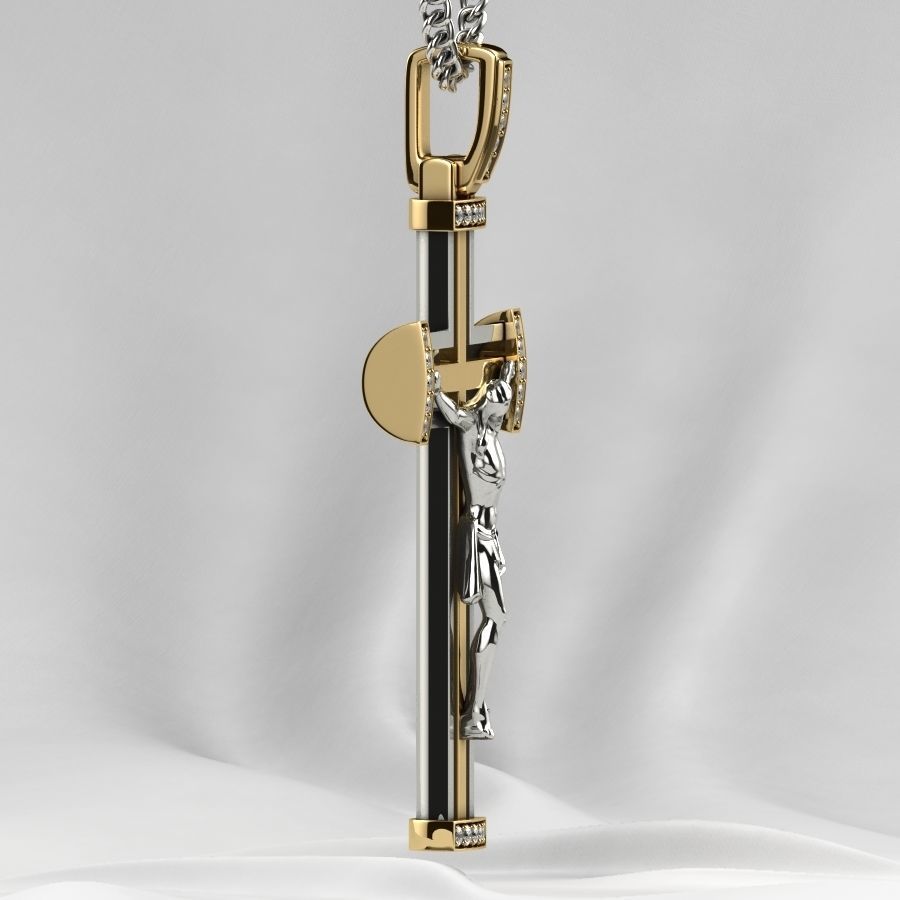 Gold Cross with Jesus 3D print model_18