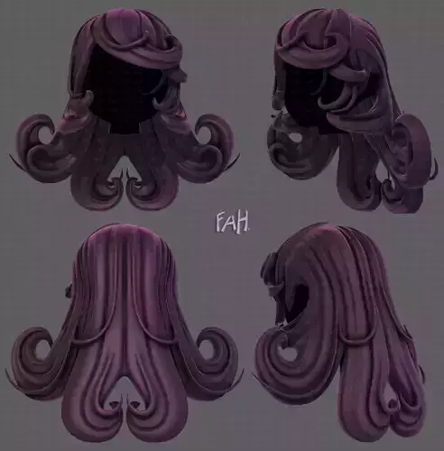 3D Hair style for girl V77 Low-poly 3D model