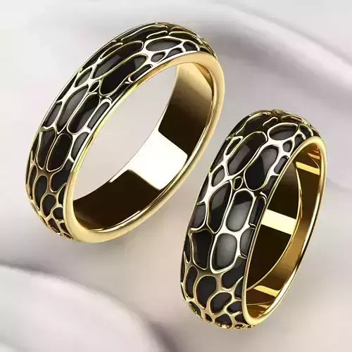 Wedding Gold Rings with Rhodium Plating 3D print model