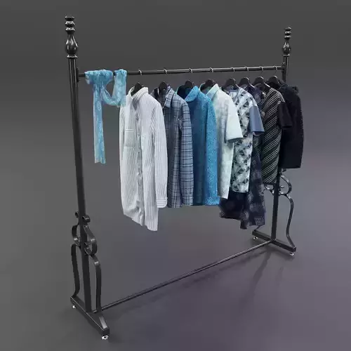 Set of Casual Clothes on a Hanger 3D model
