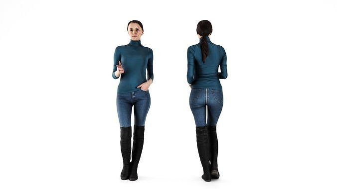 Woman casual style 73 Low-poly 3D model