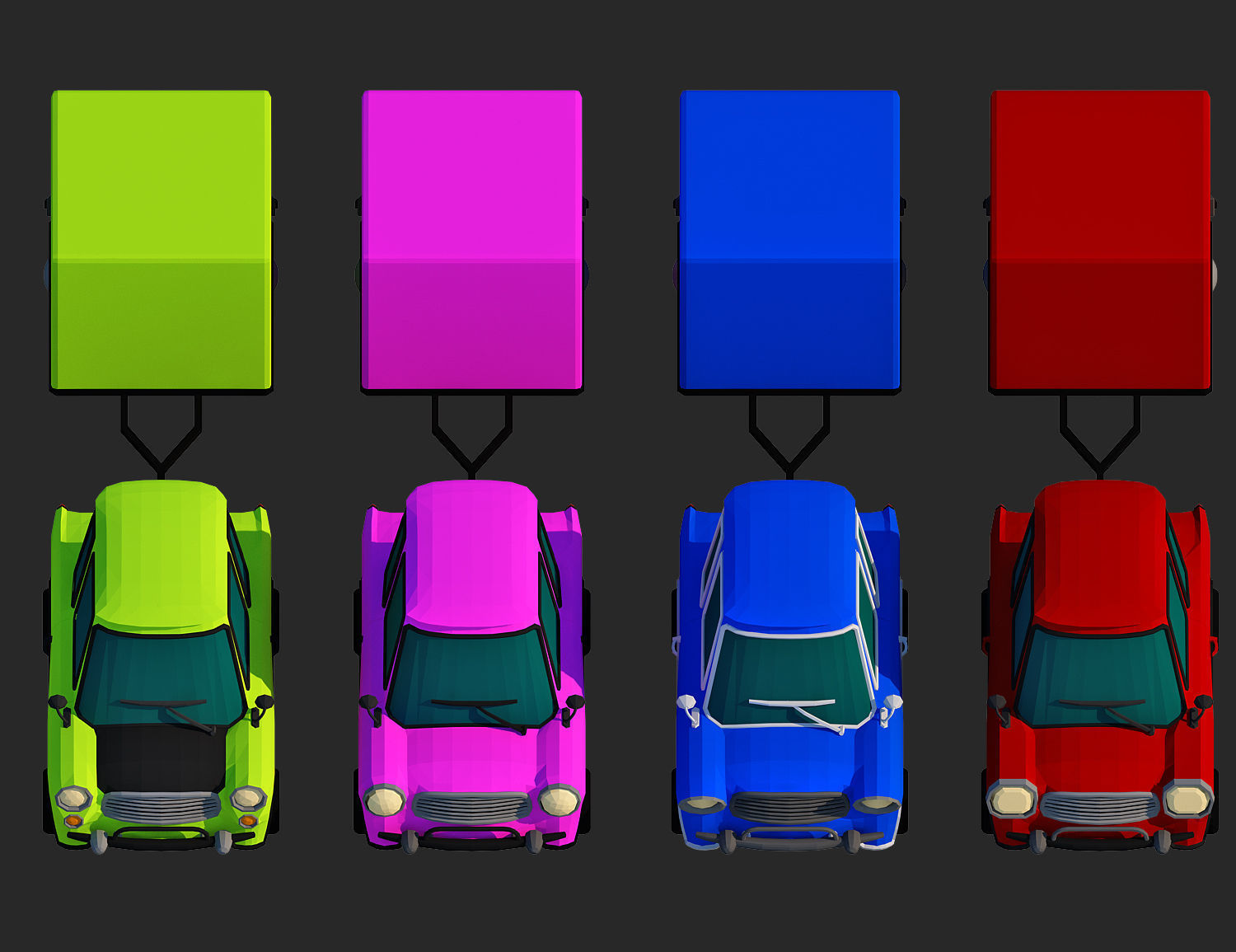 Generic passenger cartoon car pack Low-poly 3D model Low-poly 3D model_3