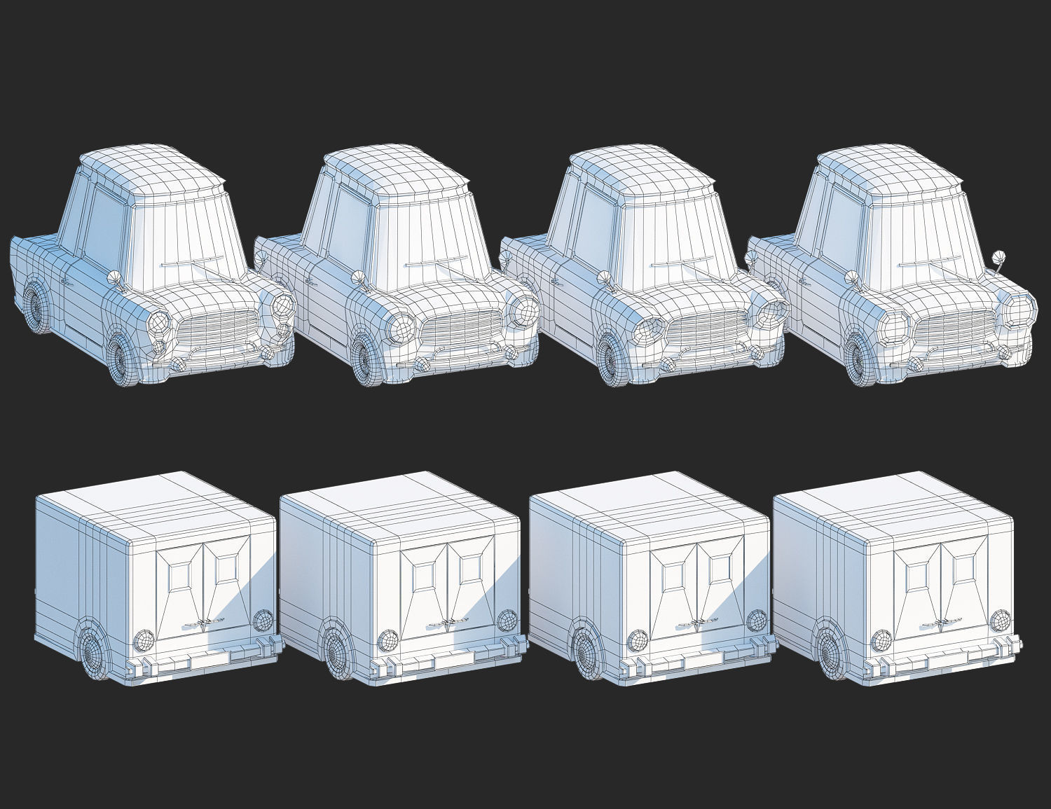 Generic passenger cartoon car pack Low-poly 3D model Low-poly 3D model_8