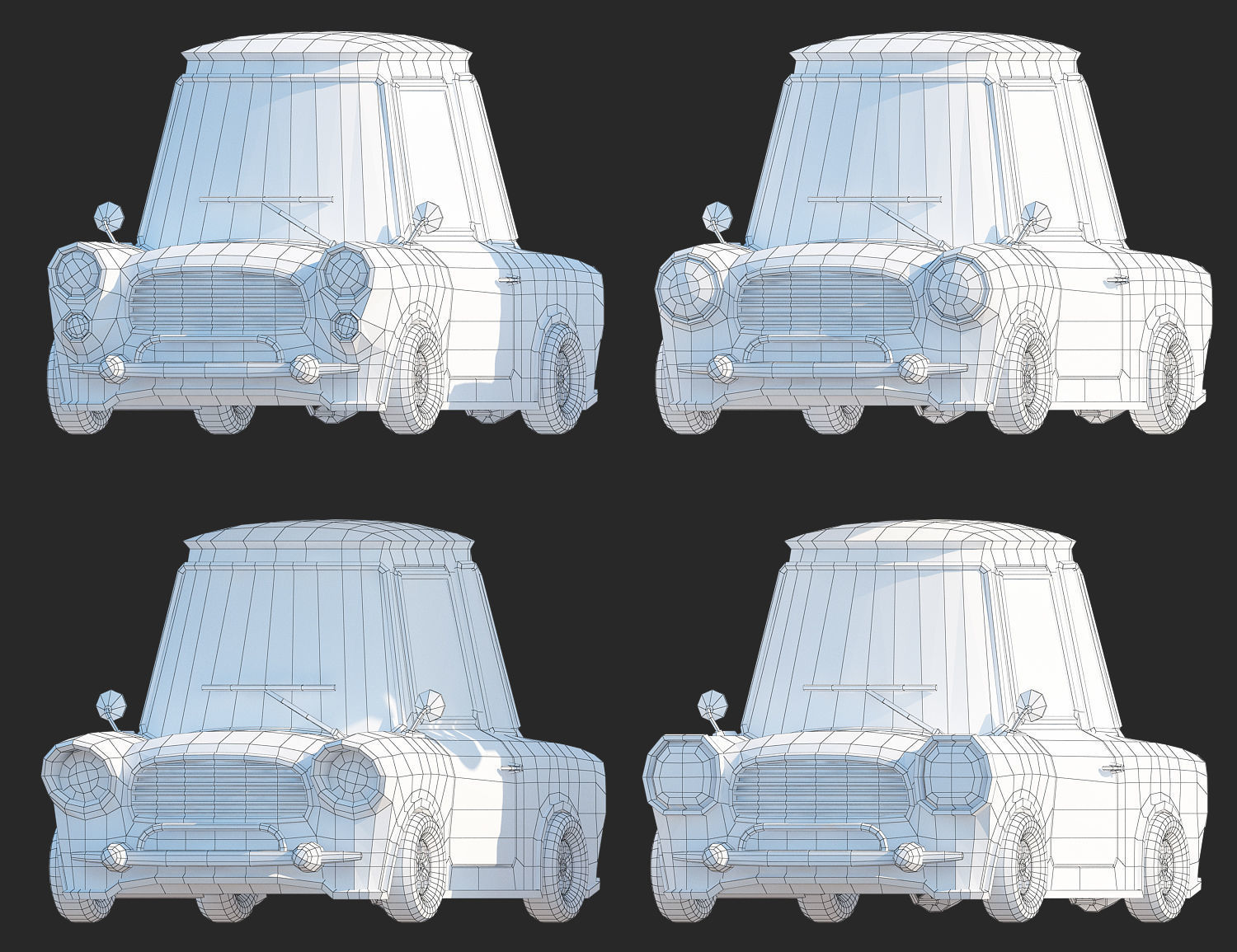 Generic passenger cartoon car pack Low-poly 3D model Low-poly 3D model_9