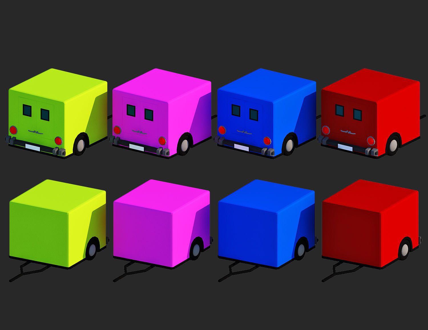 Generic passenger cartoon car pack Low-poly 3D model Low-poly 3D model_6