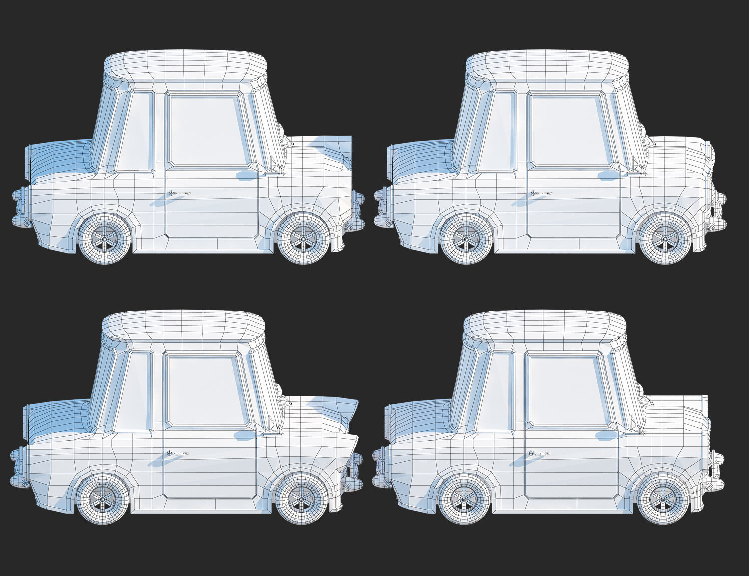 Generic passenger cartoon car pack Low-poly 3D model Low-poly 3D model_11