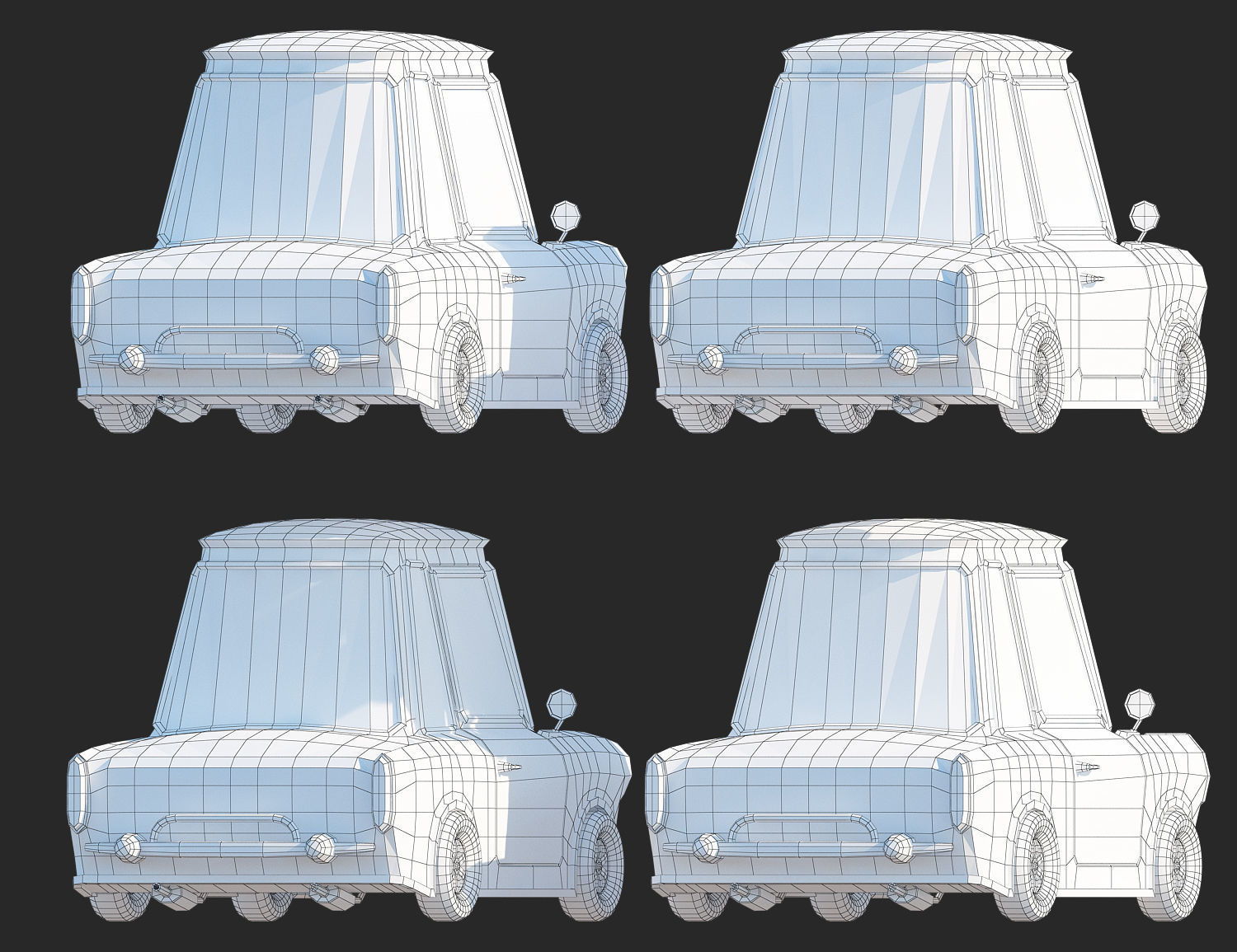 Generic passenger cartoon car pack Low-poly 3D model Low-poly 3D model_10