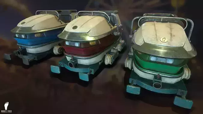 Carnival Roller Coaster Carts - Game Ready Low-poly 3D model