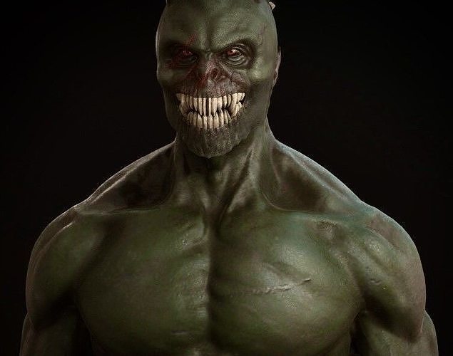 Demon bust of with skulls on top 3D print model