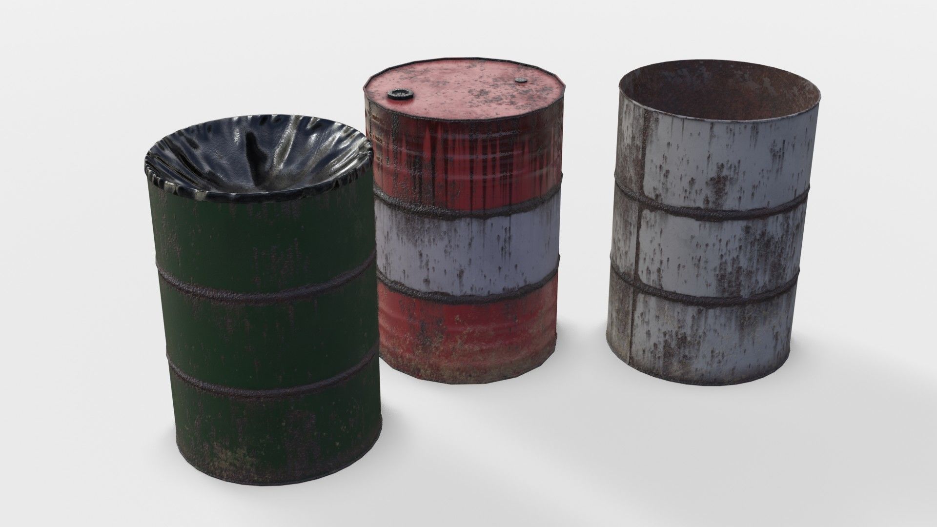 Barrels Asset 02 Low-poly 3D model_3