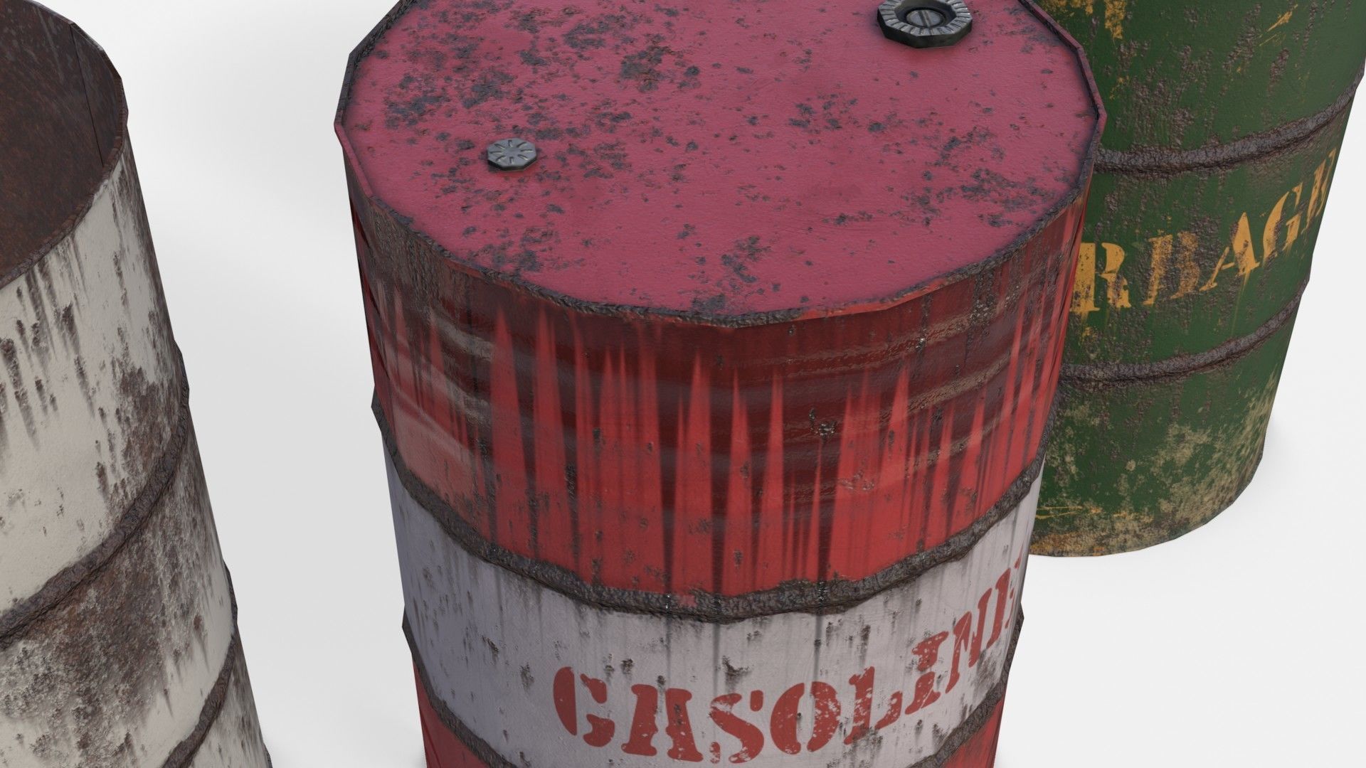 Barrels Asset 02 Low-poly 3D model_6