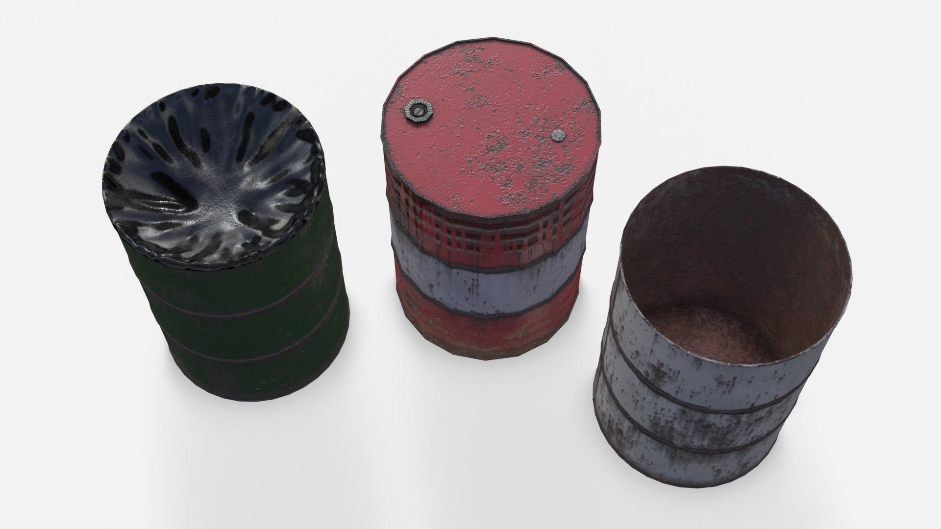 Barrels Asset 02 Low-poly 3D model_4