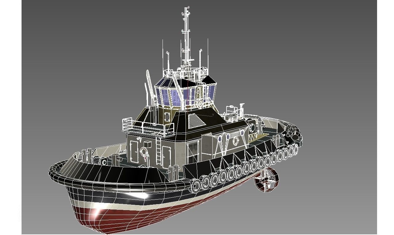Tugboat Low-poly 3D model_9