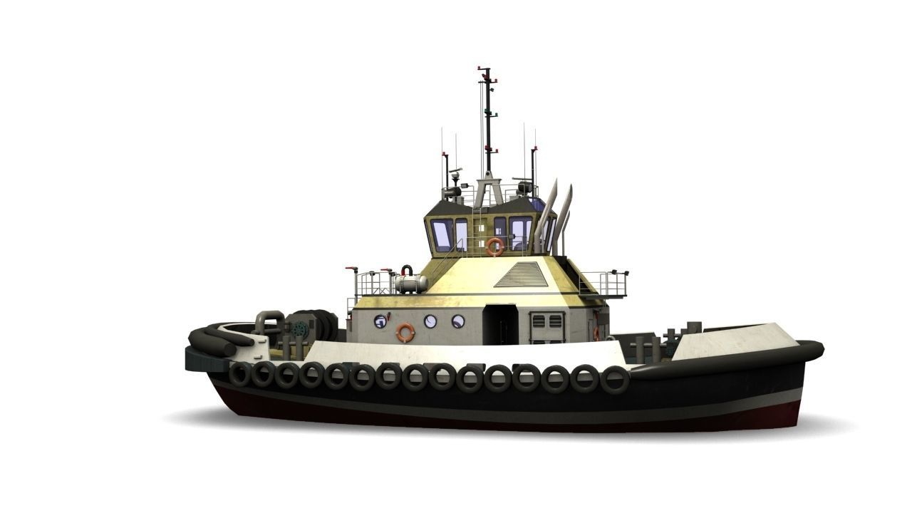 Tugboat Low-poly 3D model_2