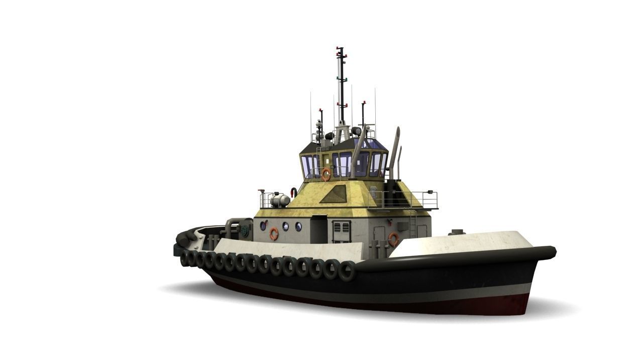 Tugboat Low-poly 3D model_1