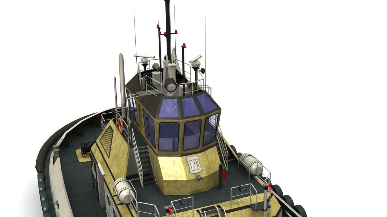 Tugboat Low-poly 3D model_6
