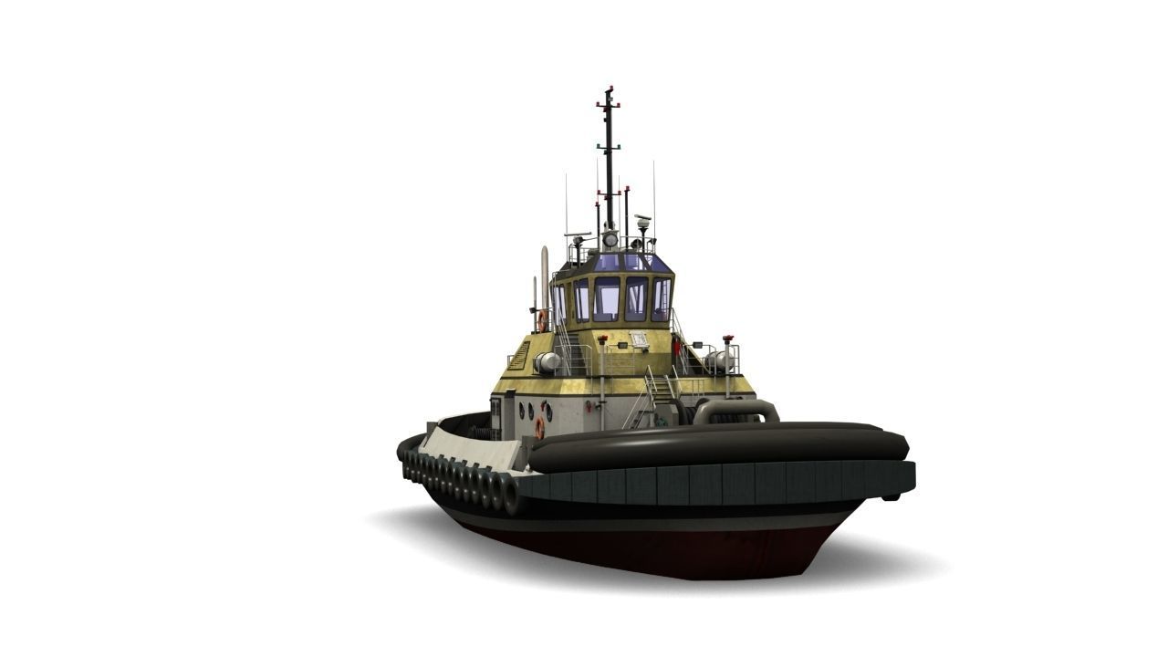 Tugboat Low-poly 3D model_4