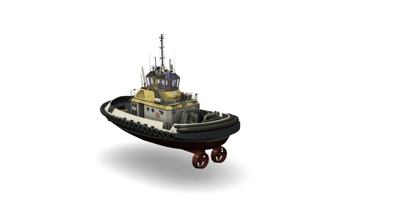 Tugboat Low-poly 3D model_8