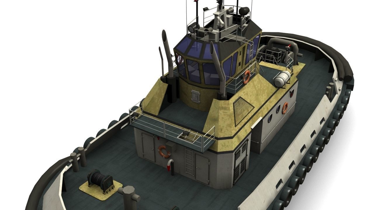Tugboat Low-poly 3D model_7