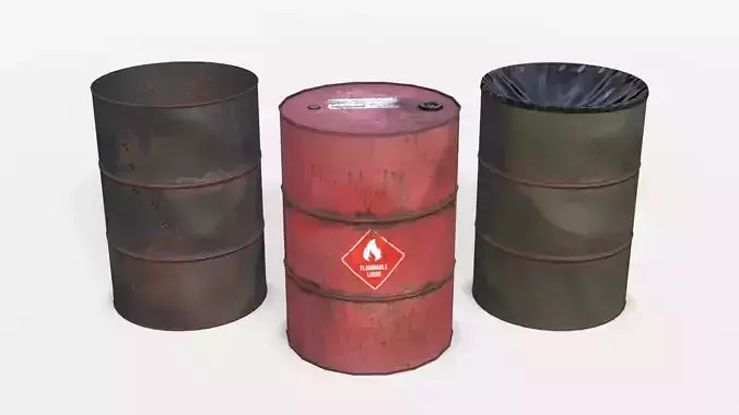 Barrels Asset 01 Low-poly 3D model