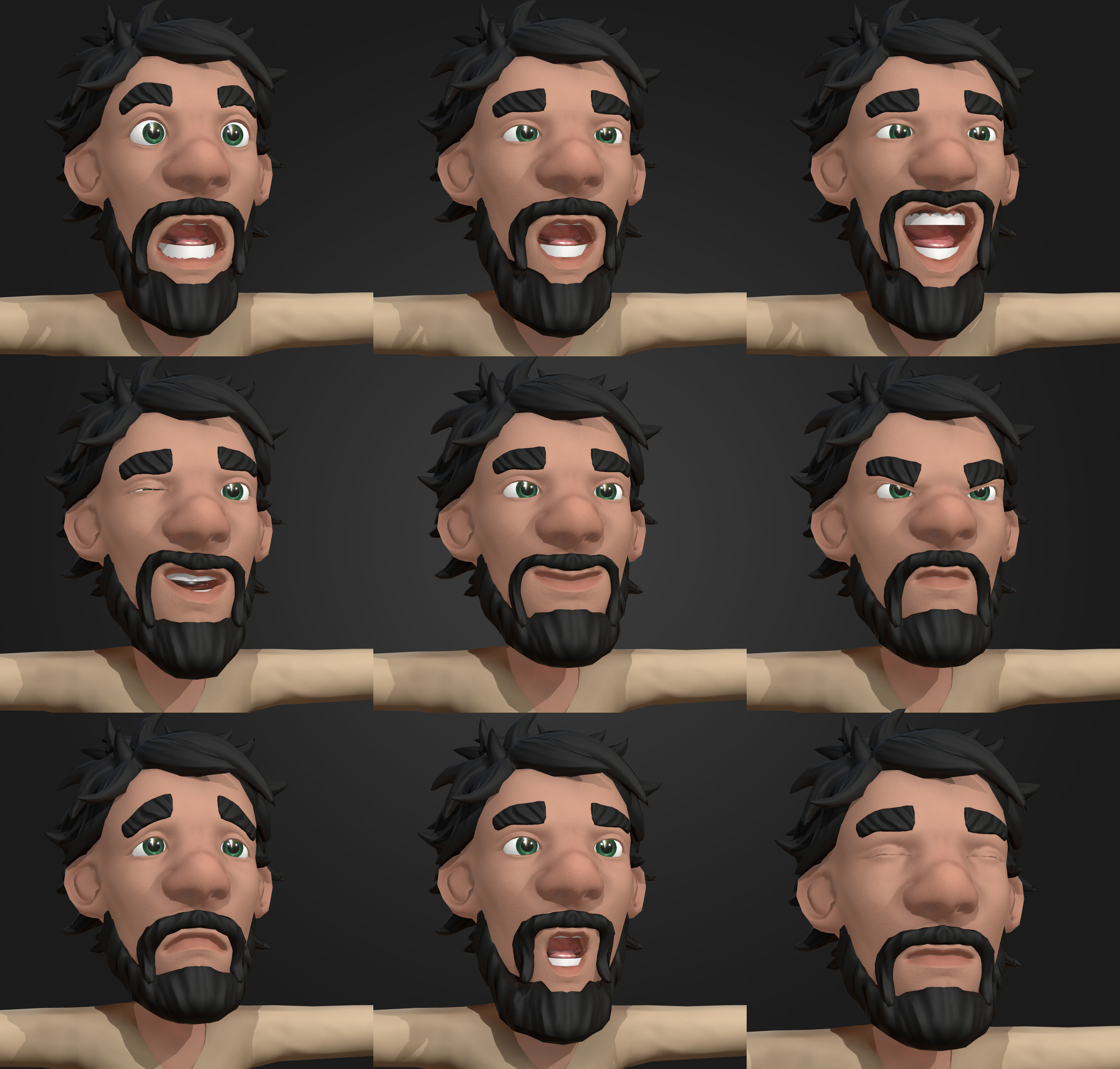 Medieval Cartoon Peasant Low-poly 3D model_2