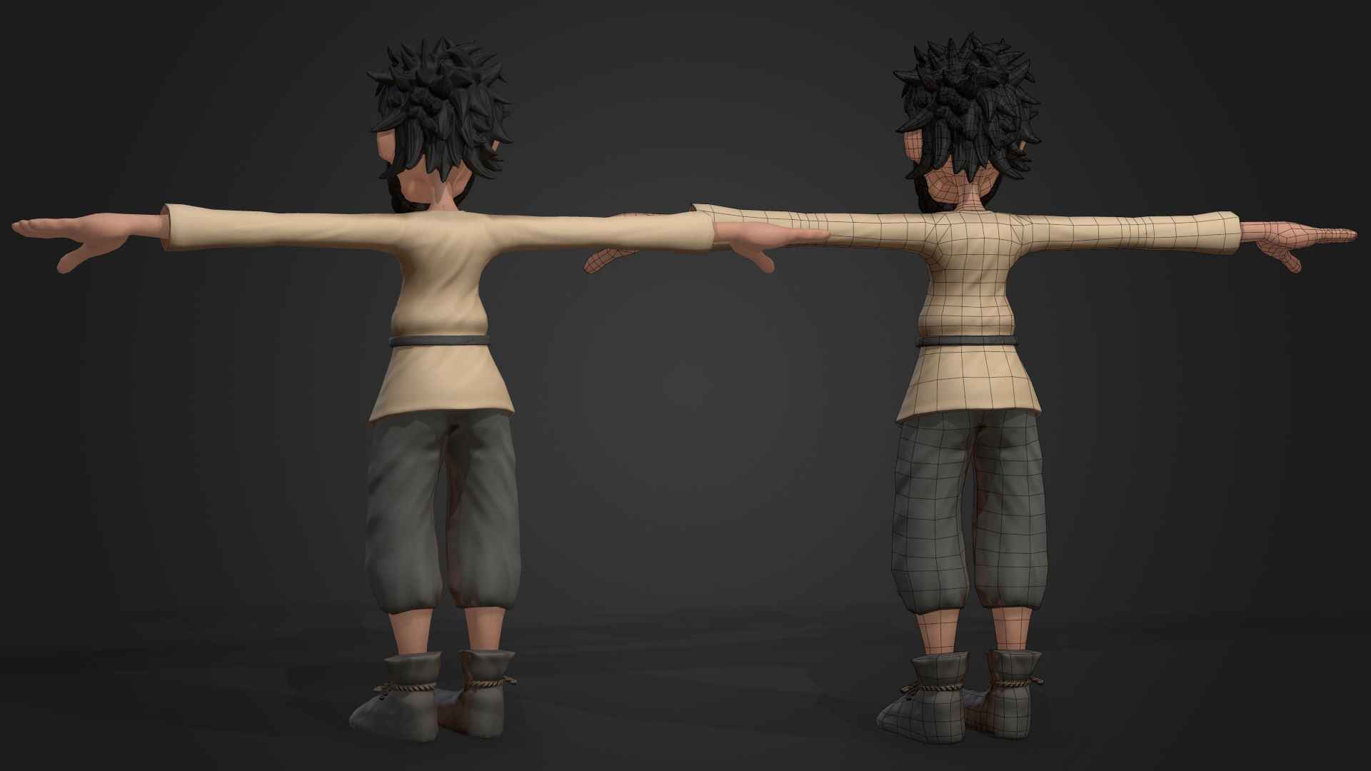 Medieval Cartoon Peasant Low-poly 3D model_4