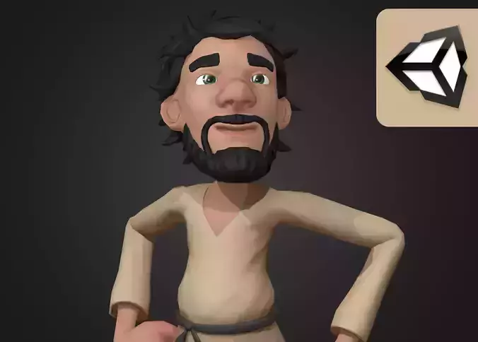 Medieval Cartoon Peasant Low-poly 3D model
