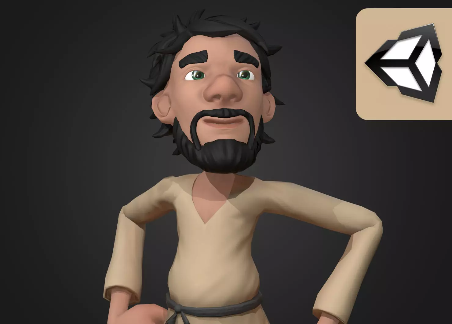 Medieval Cartoon Peasant Low-poly 3D model_0
