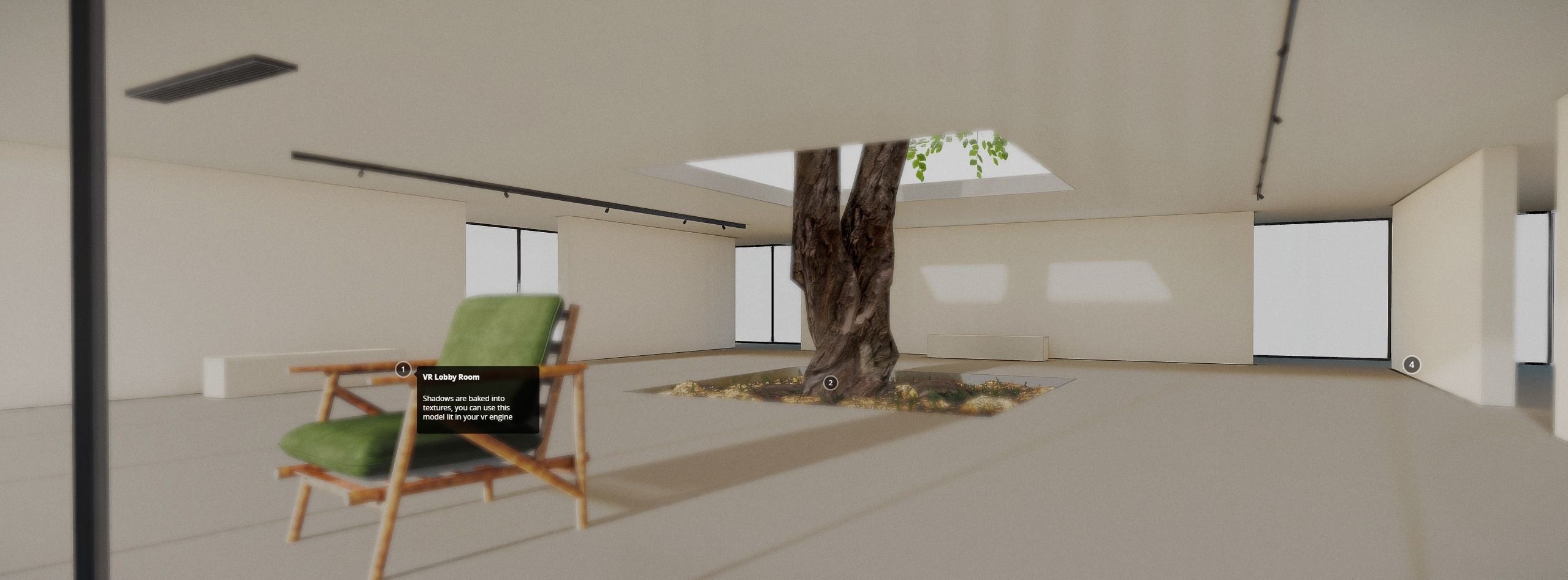 VR Game Hub Lobby 4k Baked Max and Scene Low-poly 3D model_3