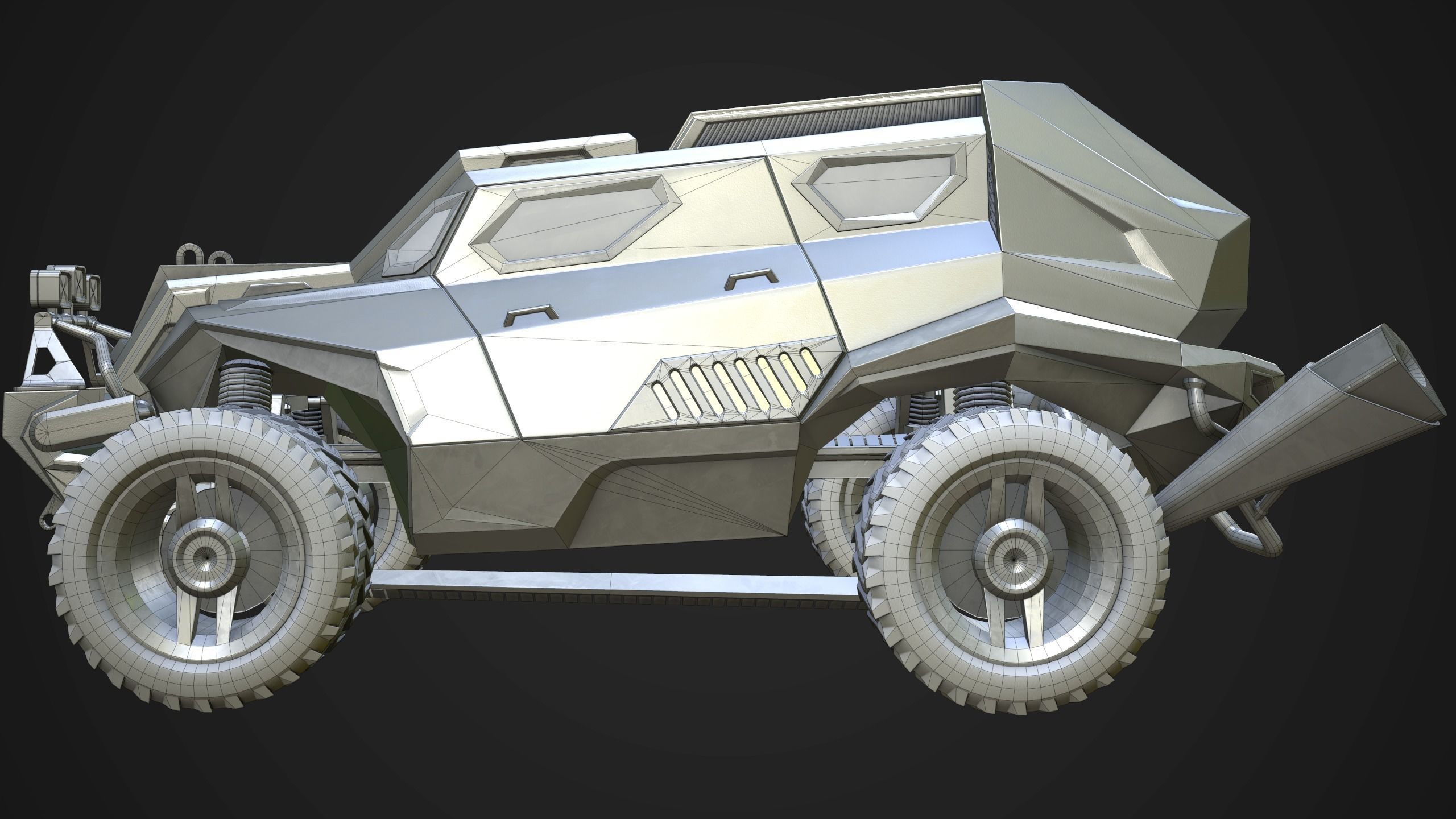 Sci-Fi Armored Racing Jeep 4X4 PBR Low-poly 3D model_12