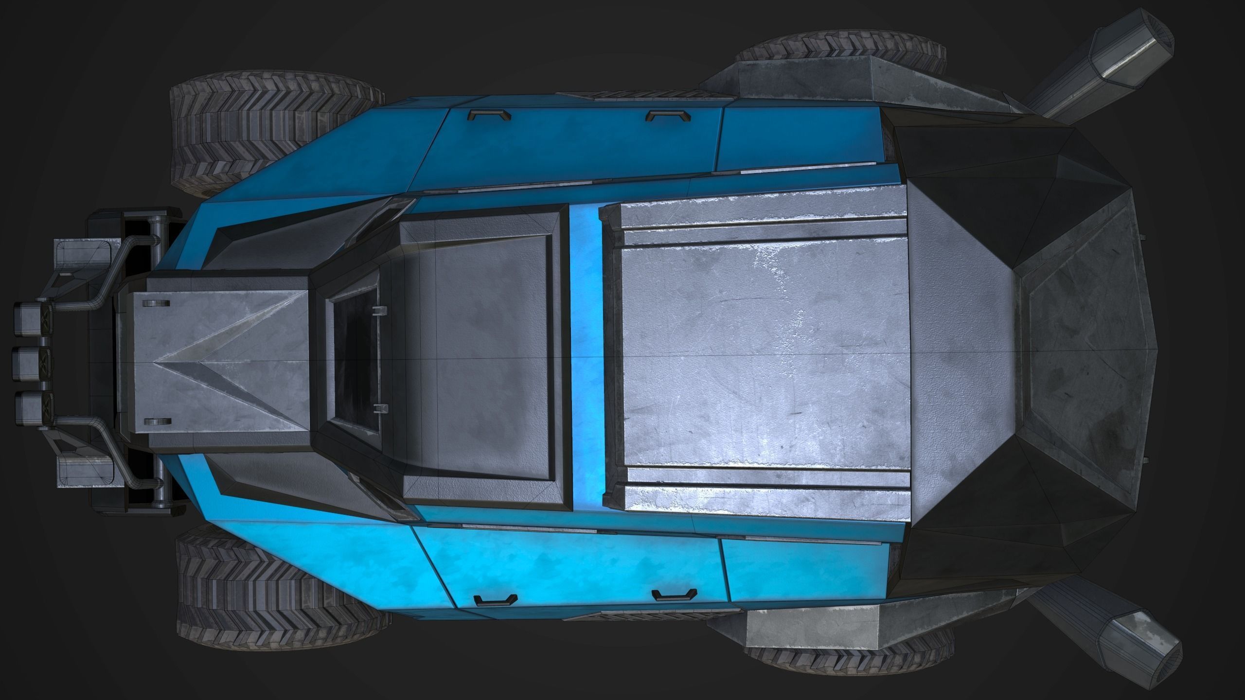 Sci-Fi Armored Racing Jeep 4X4 PBR Low-poly 3D model_19