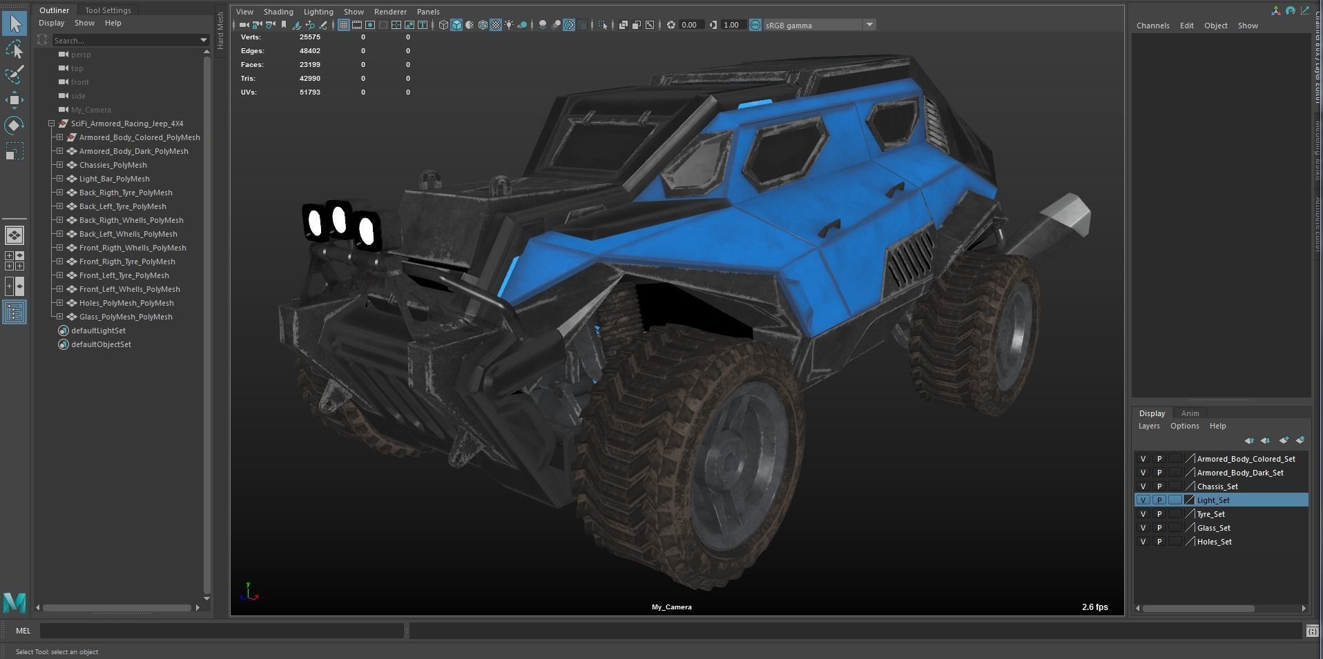Sci-Fi Armored Racing Jeep 4X4 PBR Low-poly 3D model_32