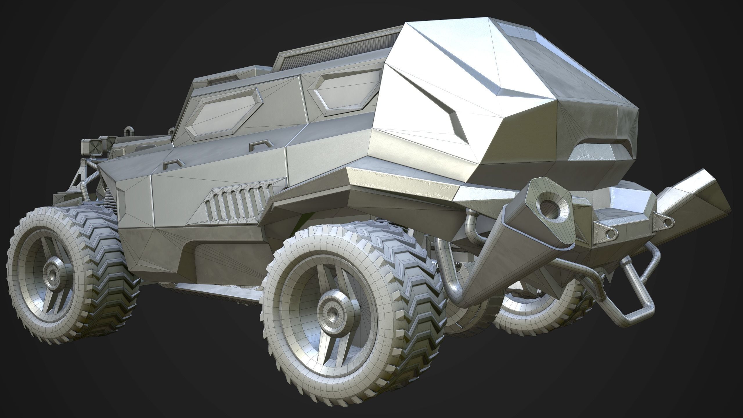 Sci-Fi Armored Racing Jeep 4X4 PBR Low-poly 3D model_6