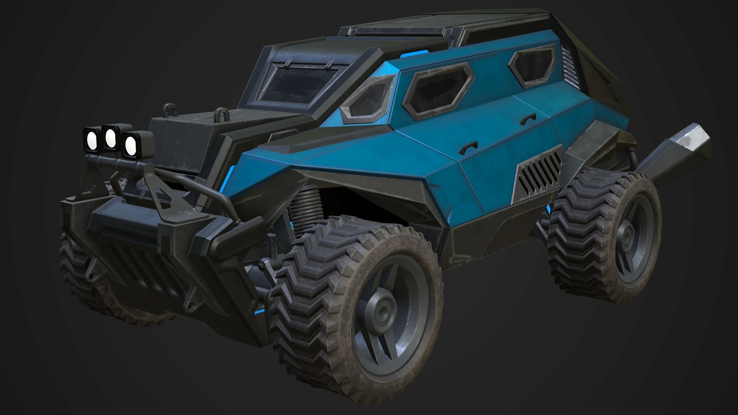 Sci-Fi Armored Racing Jeep 4X4 PBR Low-poly 3D model_2