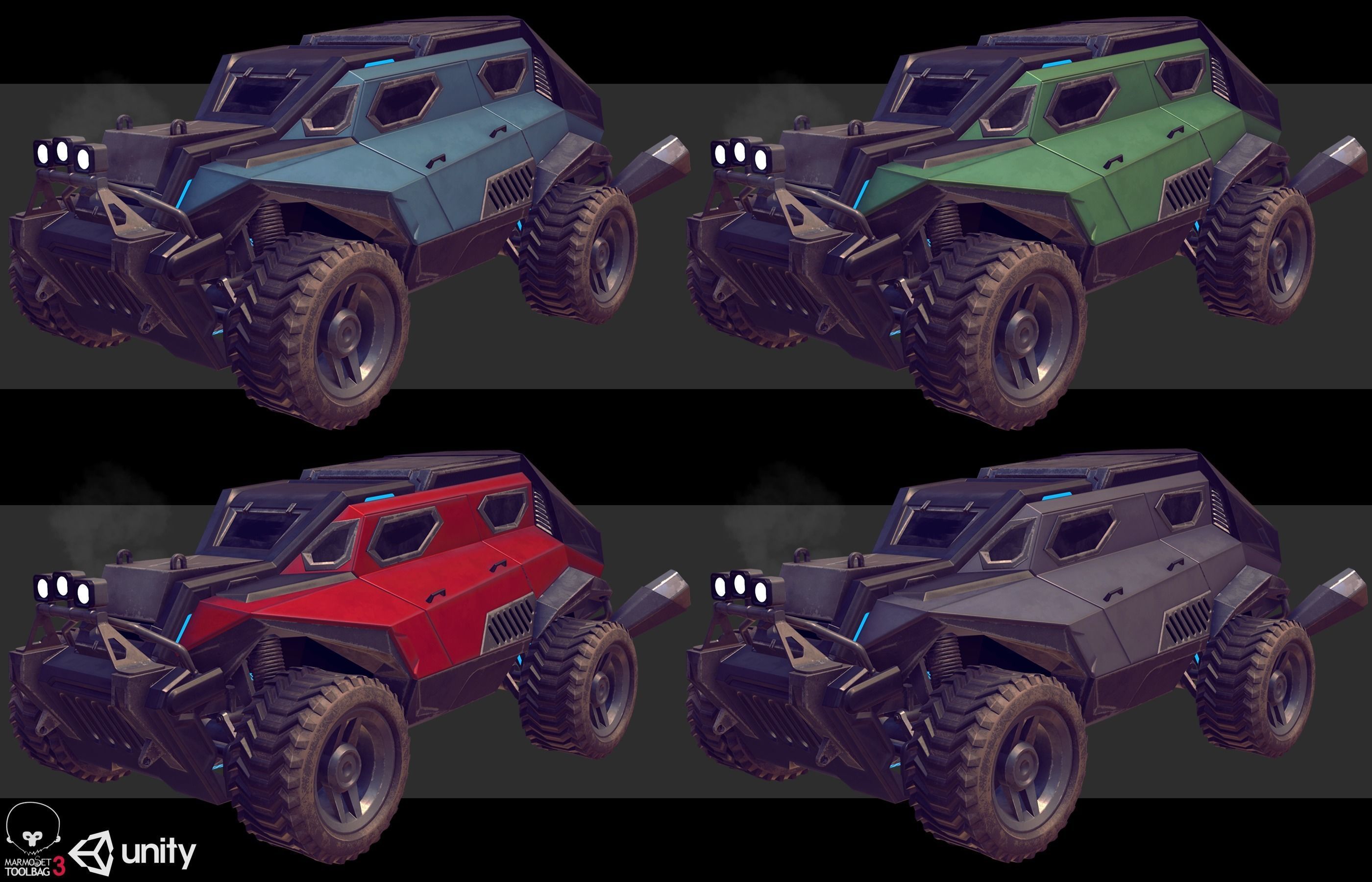 Sci-Fi Armored Racing Jeep 4X4 PBR Low-poly 3D model_1