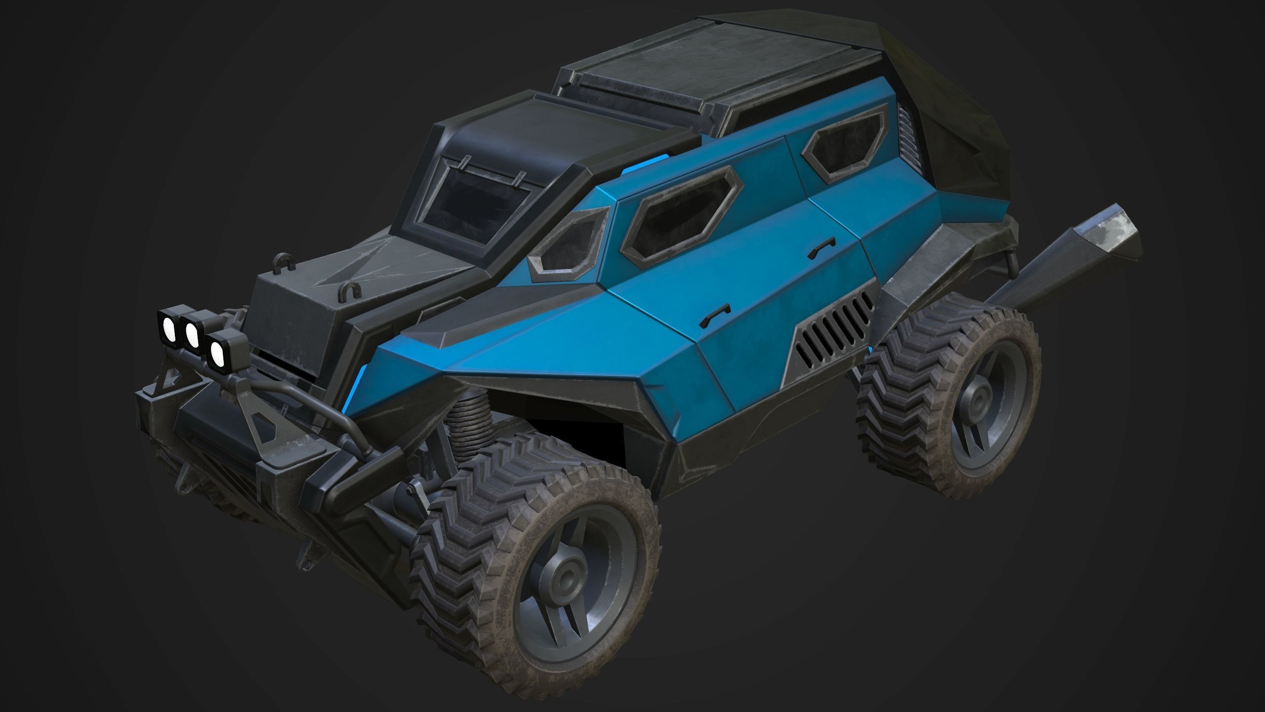 Sci-Fi Armored Racing Jeep 4X4 PBR Low-poly 3D model_14