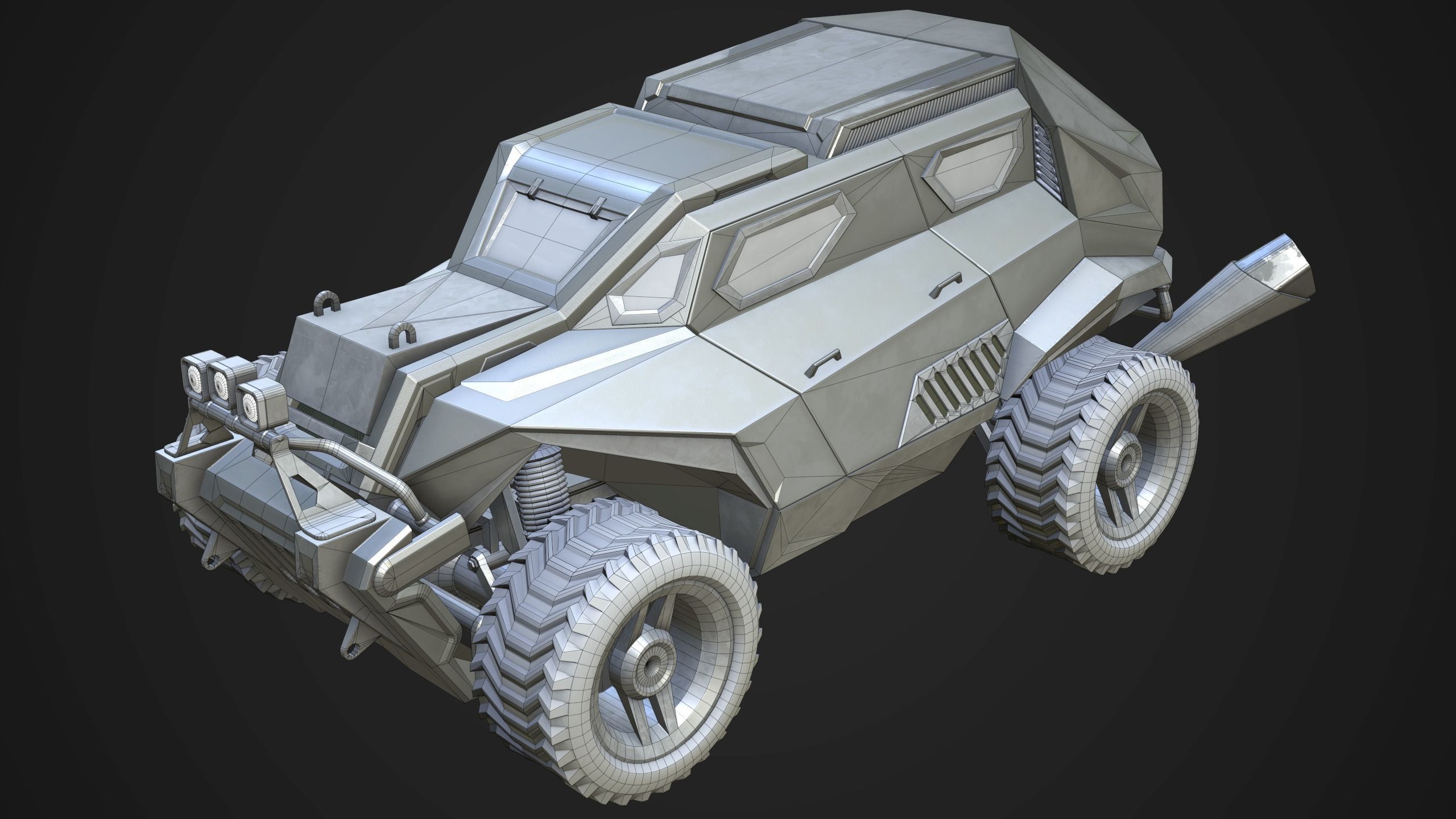 Sci-Fi Armored Racing Jeep 4X4 PBR Low-poly 3D model_15