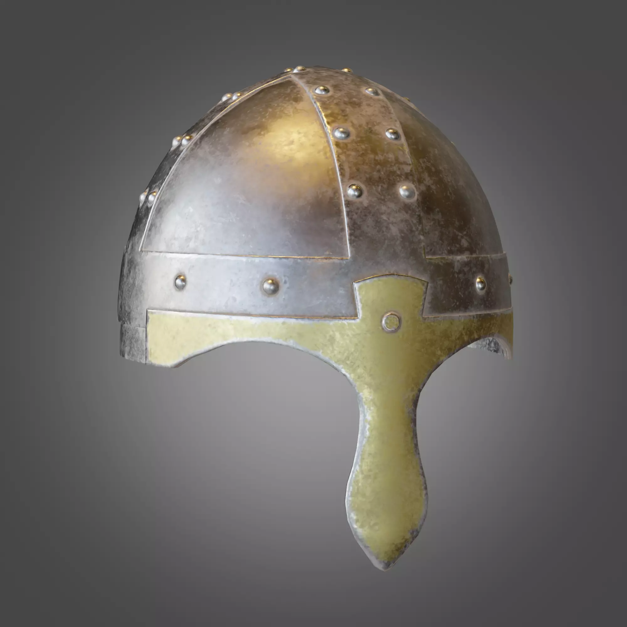 Medieval Iron Helmet Low-poly 3D model_0